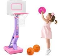 Canestro Basket Bambini Esterno - Basket Bambino Canestro Basket Da Camera Altezza Regolabile 70-138cm Canestro Da Interno Esterno Basket Supporto3 4 5 6 7 Anni Giochi Rosa
