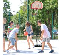 Canestro Basket da Interno ed Esterno Portatile con Altezza Regolabile 5 Livelli 175-215cm, Canestro da Basket con Ruote, Struttura Metallo e Base Riempibile, Tabellone PE
