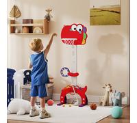 Canestro Basket per Bambini 5 in 1 con Altezza Regolabile, Porta da Calcio e Golf, Età 3-6 Anni, Rosso