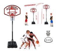 Canestro Basket Regolamentare 46cm con Piantana Regolabile 190 260 cm Tabellone