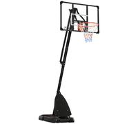 Canestro da Basket da Esterno 107x70 cm Altezza Regolabile 293-350 cm in Acciaio Nero e Rosso