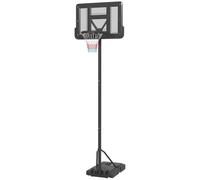 Canestro da Basket Esterno Altezza Allungabile 195-370 cm in Acciaio e Plastica Nero
