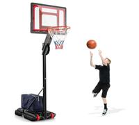 Canestro da basket esterno portatile regolabile 1,05-2,6 m per bambini e adulti con base stabile in metallo nero 20_0021111