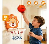 Canestro da basket mini con design a cartoni animati blu per bambini, canestro da basket portatile senza foratura per camera da letto e sala giochi, regalo per bambini e bambine, set da gioco interno/