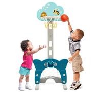 Canestro Da Basket Per Bambini 4-In-1,Altezza Regolabile,Porta Da Calcio,Gioco Del Lancio Dell'Anello:Ideale Per Interni Ed Esterni-Promuove L'Attività Fisica Per I Più Piccol