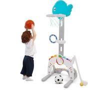 Canestro da Basket per Bambini,Altezza Regolabile 95-115 cm, Canestro da Basket 5 in 1,Interno ed Esterno, Portatile con Base Zavorrabile,per Bambini dai 3 agli 8 Anni