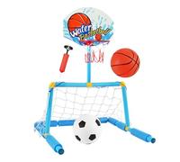 Canestro da Basket per Piscina, 2 in 1 Porta da Calcio per Giochi d'Acqua con 2 Palloni e 1 Pompa, Gioco Acquatico Interattivo per Bambini Adulti dai 4+ Anni all Aperto Spiaggia