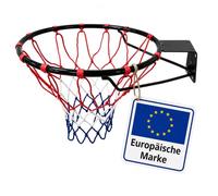 Canestro da Basket Relaxdays da Montare a Muro, con Rete e tasselli, Resistente all'Esterno, Ø: 45 cm, Cerchio in Ferro.