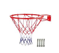 Canestro da Basket Relaxdays da Montare a Parete, con Rete e tasselli, Adatto per Esterni, Ø: 45 cm, Anello in Ferro