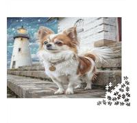 Canetto Carino - Carta resistente - Chihuahua sulle scale con faro - Puzzle - Arredamento casa da collezione - 38x26cm/1000 pezzi