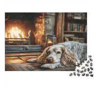 Canetto Carino - Carta spessa e resistente - Cocker Spaniel vicino al camino in stanza accogliente - Puzzle per anziani - Regalo Secret Santa rilassante - 52x38cm/1000 pezzi