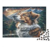 Canetto Carino - Cartone - Collie che guarda il cielo stellato - Puzzle premium - Regalo impegnativo per bambini per la famiglia - 52x38cm/1000 pezzi