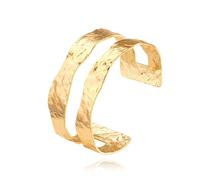 CANEVINKA Bracciale Dichiarativo a Cuffia Martellata in Oro, Bracciale Boho Robusto e Sovrapponibile, Grazioso Bracciale Largo Regolabile in Oro per Donne