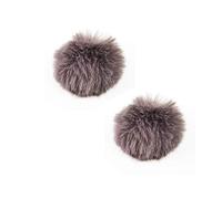 Canfon Lavalier - Copertura antivento per microfono, 2 pezzi, 0,2 pollici, antivento in pelliccia (grigio)