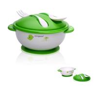 Cangaroo ciotola per bambini F1301, con cucchiaio, forchetta e coperchio, antiscivolo