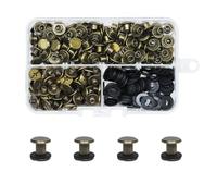 CANGCANG 100 set di viti Chicago, M5×6mm Rivetti a Vite, Rivetti Chicago,kit di viti Chicago Phillips,rivetto in metallo Chicago Button, per cintura in pelle fai da te Craft cintura (Bronzo)