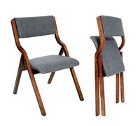 CangLong 18 Inch Dining Chairs, Foldable Chairs with Padded Seats and Solid Wood Frame for Dining Room, Living Room, Meeting Room, Set of 2, Dark grey