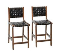 CangLong 24 Inch Counter Stool Barstool with Faux Leather Straps, Set of 2, Black