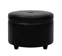 CangLong 24 Inch Round Leatherette Storage, Foot Rest Stool Ottoman with Lid for Entryway, Bedroom and Living Room, Black