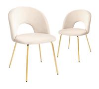CangLong Set di 2 sedie da pranzo scandinave, sedie da cucina con rivestimento in velluto, sedie da soggiorno moderne con gambe in metallo dorato, beige