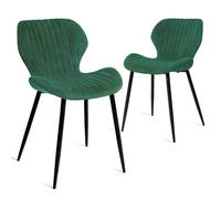 CangLong Set di 2 sedie da Sala da Pranzo, Velluto, Schiuma, Metallo, Green 1, 2 unità