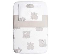 CANGOO CARE Piumotto Basic Set Lenzuola 3 Pezzi Compatibile Con Next To Me Culle Cosleeping Fianco Letto 50x83 Cm 100% Cotone 1 Lenzuolo Di Sotto 1 Lenzuolo Copripiumino Sacco 1 Federa Orsetti Grigi