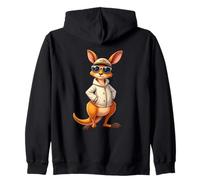 Canguro Cartoon con Giacca Chiara e Occhiali da Sole Felpa con Cappuccio