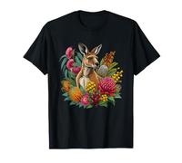 Canguro circondato da Fiori nativi australiani Maglietta