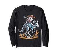 Canguro Cowboy Scheletro Australiano Halloween Maglia a Manica