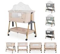 MONi Lettino Culla Neonato da Campeggio, Viaggio, Portatile Fianco Letto per Co-sleeping con Ruote colore Khaki - Adoro