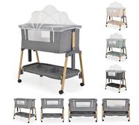 MONi Lettino Culla Neonato da Campeggio, Viaggio, Portatile Fianco Letto per Co-sleeping con Ruote colore Grey - Adoro
