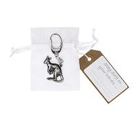 canguro portachiavi in metallo con scritta: "viaggio in modo sicuro