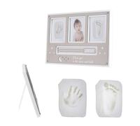 Canguro Set di Mani e Impronte di Bambino Cornice per Foto in Legno per 2 Stampe, colorazione:Beige