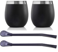 CanHighGer Lil'Air - Set di 2 tazze/calabraccia/zucca per maté in acciaio inossidabile a doppia parete con 2 bombillas e una spazzola di pulizia