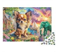 Cani al Mare Premium Puzzle 1000 Pezzi Adulti Angelo Chihuahua Elefante Arcobaleno Spesse Resistenti Alta Qualità Vivaci Stimolanti Antistress Gioco 52x38cm/1000pz