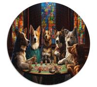 Cani al Poker Puzzle 1000 Pezzi Rotondo Scena di Gioco di Carte Puzzle per Adulti Carta Alto Livello Decorazione Regalo Arte