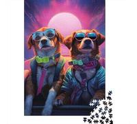 Cani alla Moda Puzzle 1000 Pezzi Carta per Adulti Stile Notte al Neon Retrò Set Puzzle 1000 Pezzi Relax Famiglia Decorazione Regalo 70x50cm/1000pcs