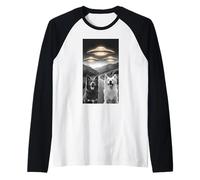 Cani Amare UFO Alieno Divertente Merch ExtraTerrestre Pet Peloso Maglia con Maniche Raglan