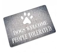 Cani Benvenuti Persone Tolerato Anteriore Zerbino Esterno Interno Ingresso Zerbino Basso Chiave Benvenuto Mat Garage Yard Snow Pala Anteriore Door Mat, 45,7 X 53,6 pollici, Grigio