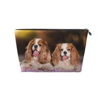 Cani bianchi marroni di Cavalier King Charles Spaniel, Borsa da toilette Borsa per trucco Borsa per cosmetici Borsa da toilette da viaggio portatile