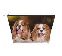 Cani bianchi marroni di Cavalier King Charles Spaniel, Borsa da toilette Borsa per trucco Borsa per cosmetici Borsa da toilette da viaggio portatile