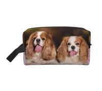 Cani bianchi marroni di Cavalier King Charles Spaniel, Borsa per il trucco Borsa per cosmetici Borsa da viaggio portatile da viaggio Borsa per trucco Organizer