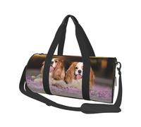 Cani bianchi marroni di Cavalier King Charles Spaniel, Borsone da viaggio di grande capacità Borsa rotonda Borsa da viaggio sportiva Borsa da viaggio Borsa da fitness