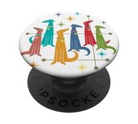 Cani Borzoi moderni della metà del secolo retrò vintage PopSockets PopGrip Adesivo