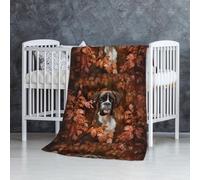Cani Boxer Autunno,Coperta morbida, calda, anti-pilling, in flanella, peluche, 76 x 127 cm