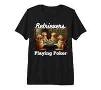 Cani Che Giocano a Poker Carta Golden Retriever Retrievers Maglietta Premium