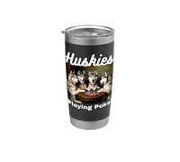 Cani che giocano a poker Carte di cani Husky Siberian Husky Bicchiere termico in acciaio inox doppia parete