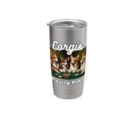 Cani che giocano a poker Corgi cane Welsh Corgi Bicchiere termico in acciaio inox doppia parete