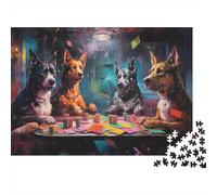 Cani che giocano a poker Puzzle 1000 Pezzi Carta per Adulti Scena notturna al chiuso Gioco di Puzzle 1000 Pezzi Relax Decorazione Regalo Famiglia 38x26cm/1000pcs