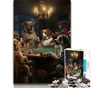 Cani che giocano a poker, puzzle per adulti da 1000 pezzi, giocattoli educativi per l'apprendimento, giochi per famiglie con poster abbinato e foglio di quiz (50x75cm)